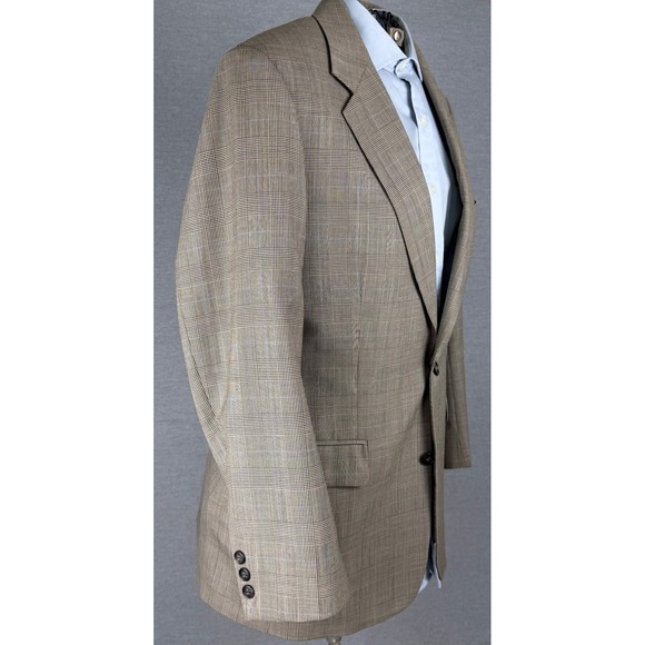 Brooks Brothers Other - Vintage Brooks Brothers Mens 40R Wool Glen Plaid Blazer Sport Coat Tan Blue